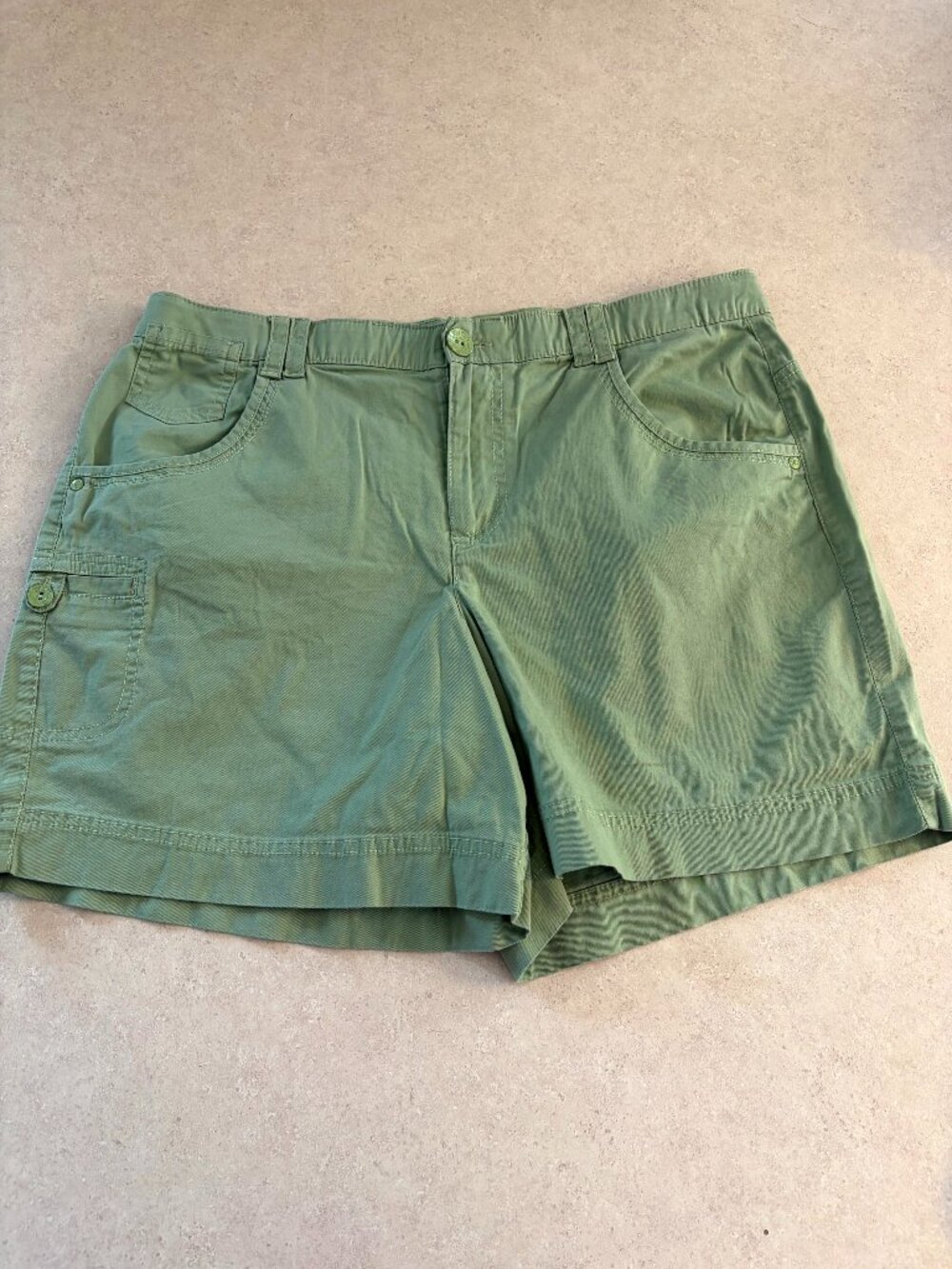 Gloria Vanderbilt Women's Stretch Chino Shorts Cotton Blend Green Size 12